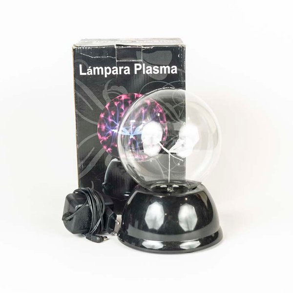 Lámpara de Plasma Decorativa con Base Negra y Adaptador