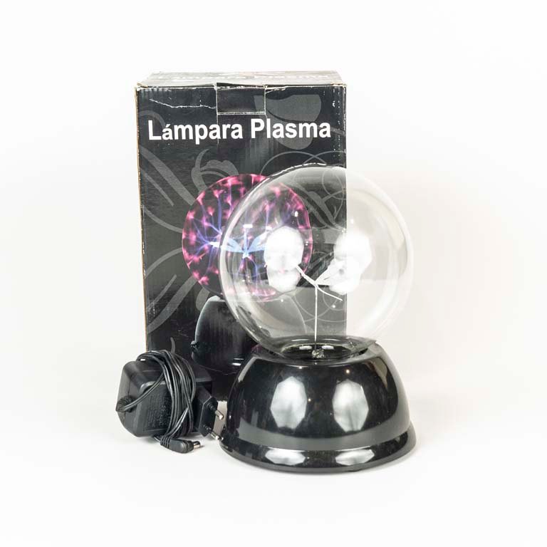 Lámpara de Plasma Decorativa con Base Negra y Adaptador