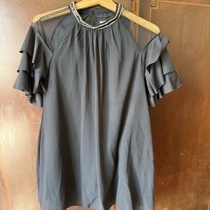 Blusa Negra Louis Dog Talla 140 con Pedrería y Volantes - imagen 5