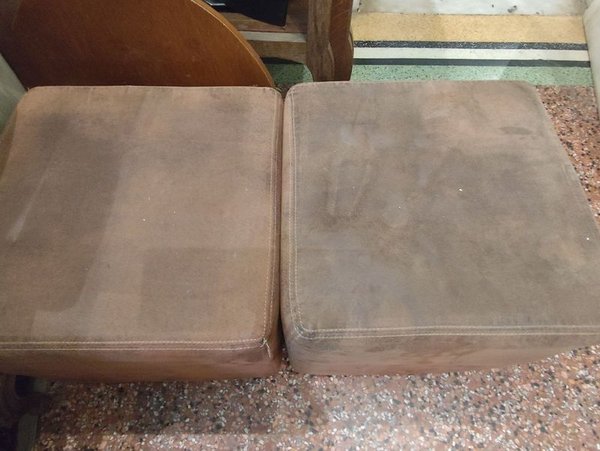 Pufs de piel y madera en excelente estado - imagen 2