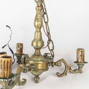 Par de Arañas de Bronce con 3 Luces Cada Una - imagen 2