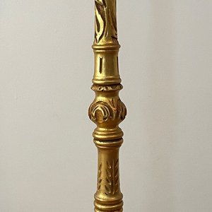 Lámpara de Pie Antigua de Madera Tallada Dorada - imagen 4