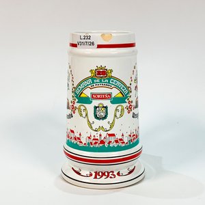 Jarra Cervecera de Loza Blanca "Semana de la Cerveza 1993" con Decoración - imagen 3