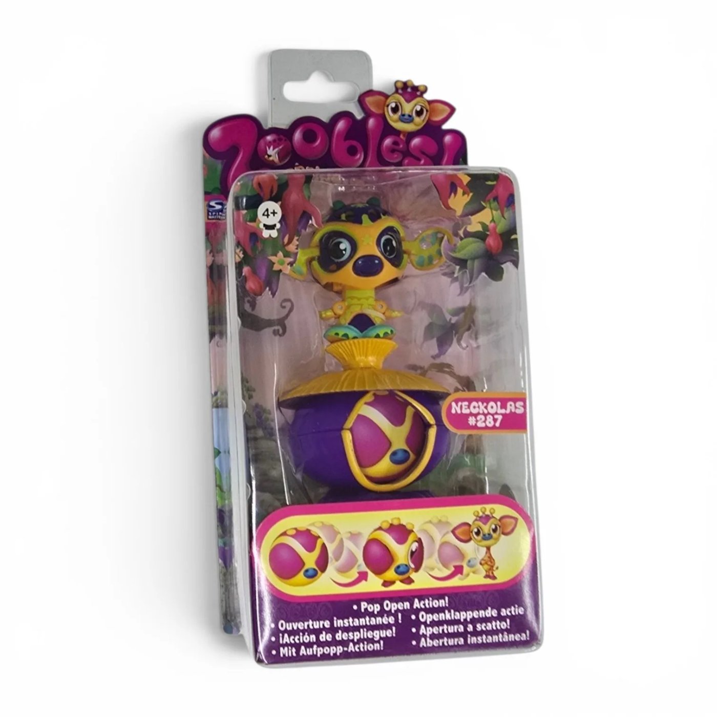 Figura Zoobles Neckolas #287 Jirafa con Base Violeta
