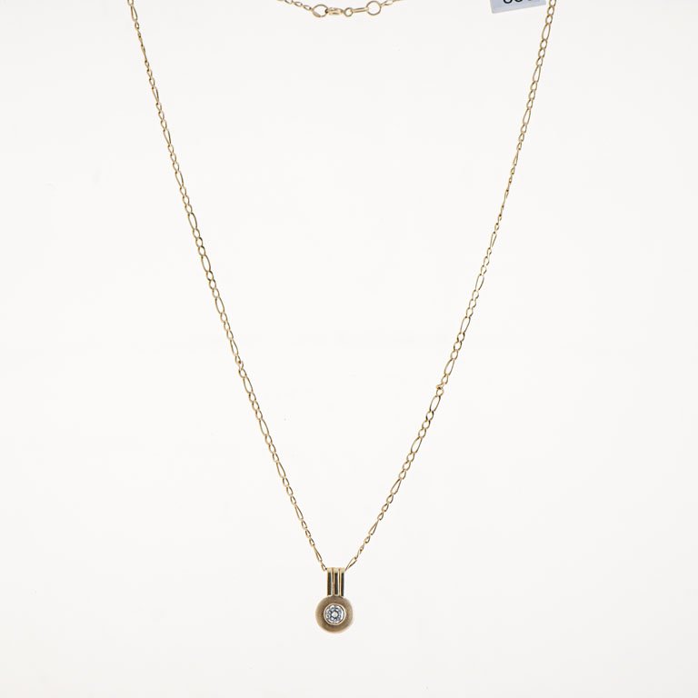 Cadena con colgante oro 18k y brillante - imagen 2