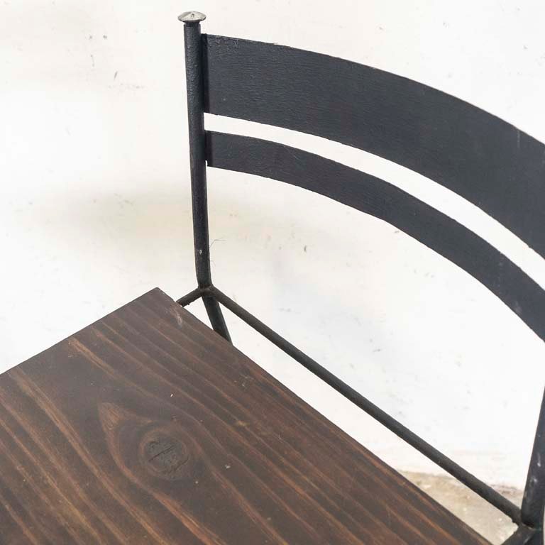 Sillas altas rústicas de madera y metal para interior o exterior - imagen 3