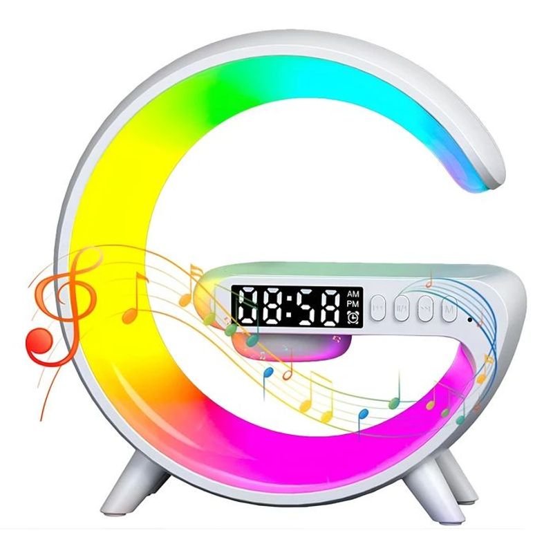 Lámpara LED Inalámbrica Bluetooth con Cargador y Reloj Digital