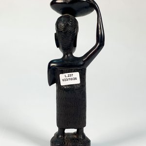 Talla Africana en Madera: Dama con Recipiente en la Cabeza - imagen 4