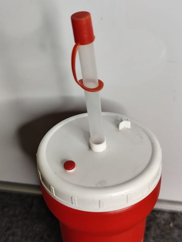 Vaso o Botellita Coca-Cola Roja con Tapa y Sorbete