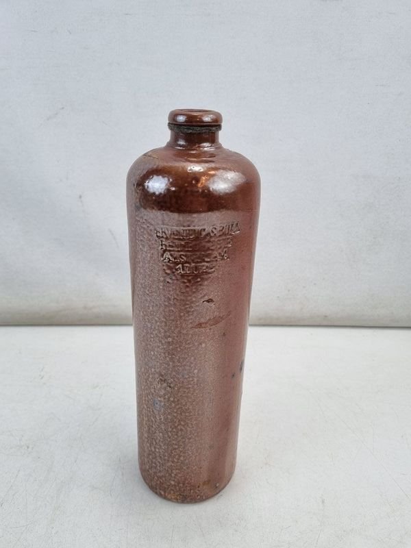 Botella Antigua de Gres Esmaltado Erven Lucas Bols Amsterdam 1 Litro
