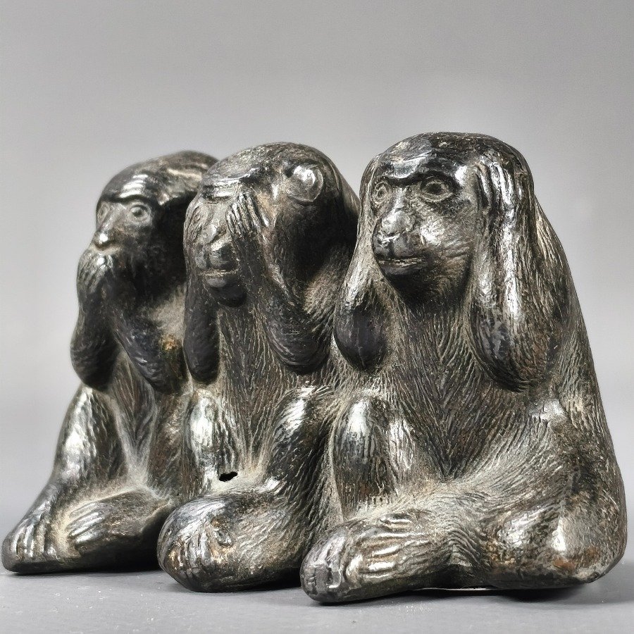 Figura de los Tres Monos Sabios en Bronce - imagen 3