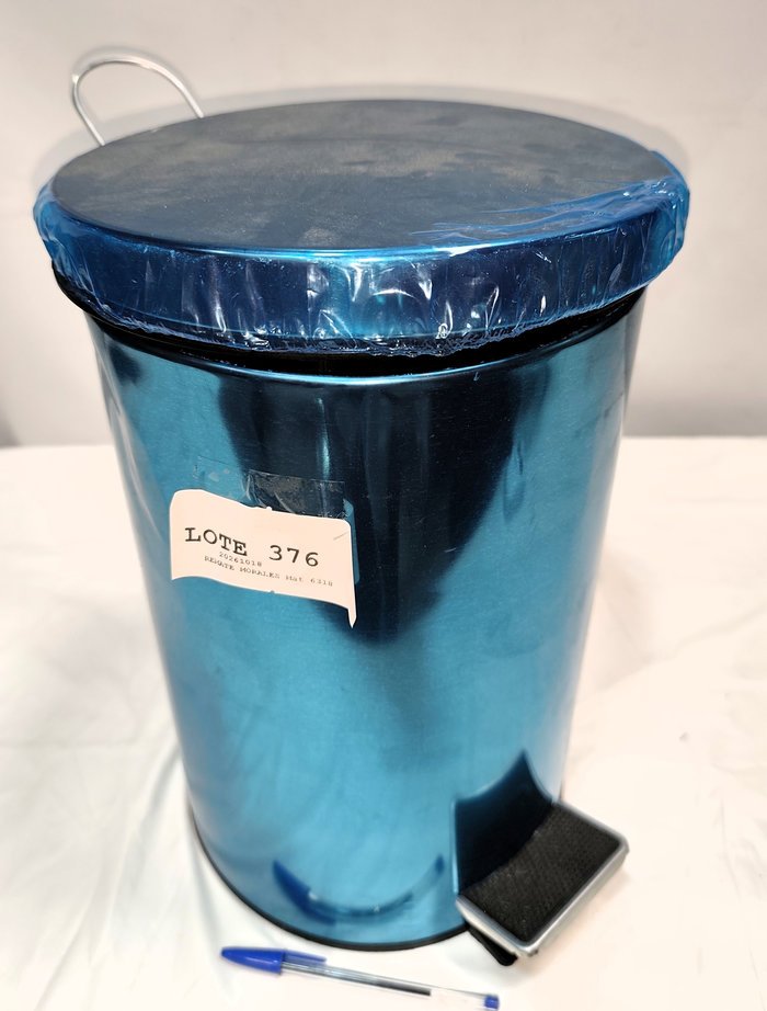 Papelera de Acero Inoxidable Azul Metálico con Tapa Batiente y Cubo Interior, 12 Litros