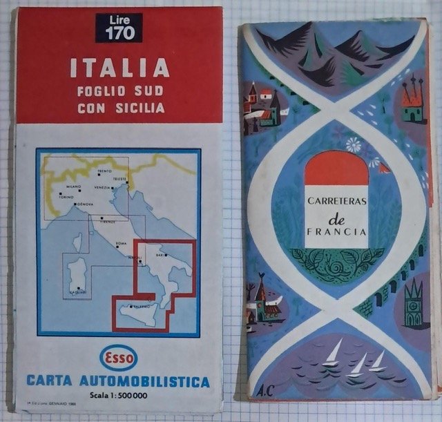 Mapas de Carreteras de Italia (ESSO) y Francia