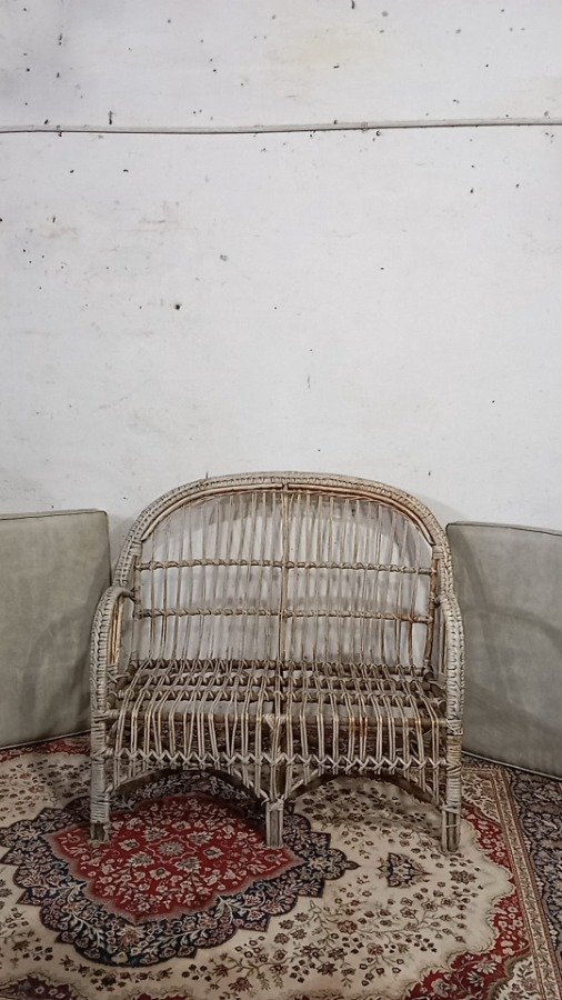Sillón de mimbre ideal para jardín con almohadones - imagen 5