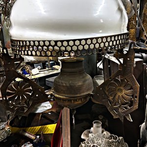Colgante de Bronce Estilo Art Decó con Pantalla de Vidrio Opalino - imagen 3