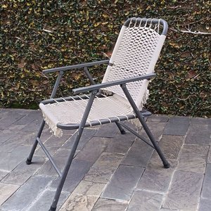 Silla Reposera Plegable Artesanal con Tejido Macramé - imagen 3