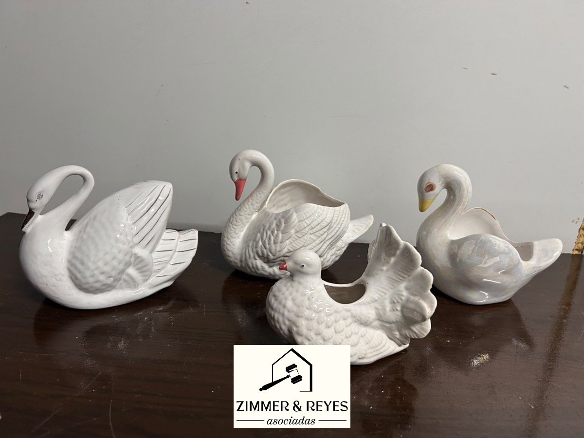 Adornos Cisnes de Cerámica Blanca (Set de 4)