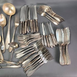 Juego de 122 Cubiertos Antiguos "Józef Fraget" Enchapados en Plata - imagen 5