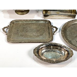 Set de 7 Piezas de Metal Plateado: Bandejas, Frutera, Hielera y Más - imagen 5