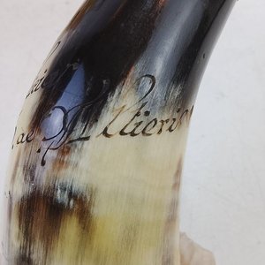 Vaso o Mate Criollo en Guampa Pulida con Grabado y Virola Dorada - imagen 5