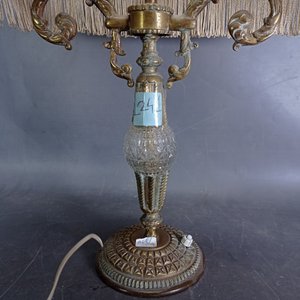 Lámpara de Mesa Bronce y Vidrio con Pantalla - imagen 3