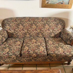 Sillón de 3 cuerpos estilo Luis XV con tapizado floral - imagen 5