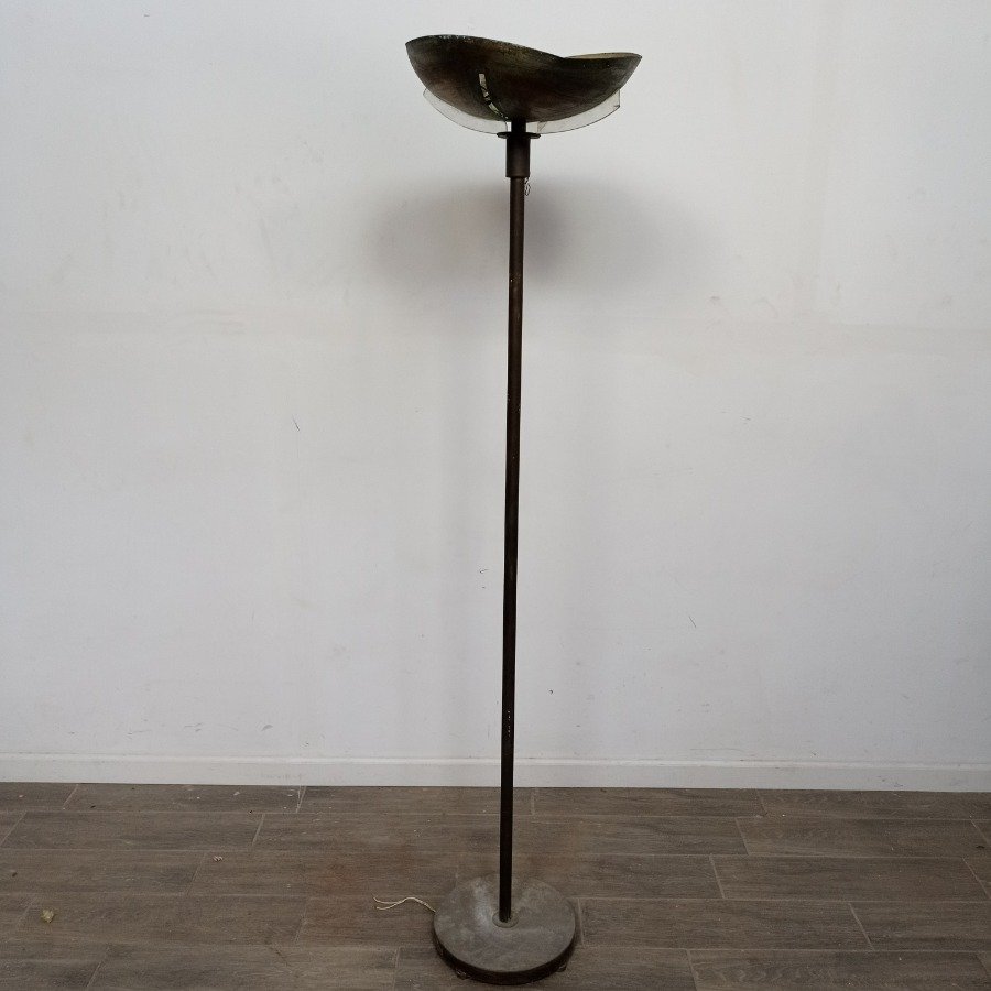 Lámpara de Pie Mid Century Bronce y Acrílico con Detalles a Reparar