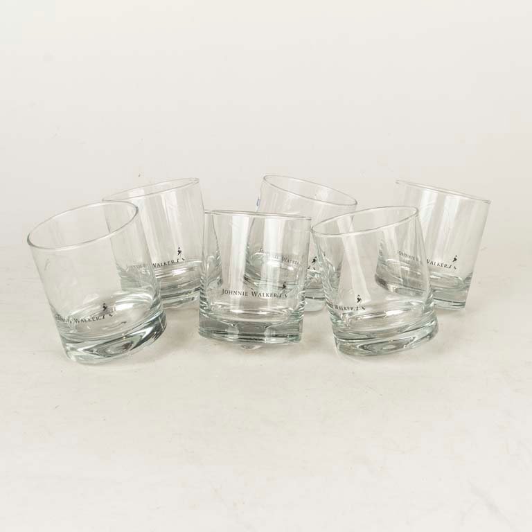 Set de 6 Vasos de Whisky Johnnie Walker de Vidrio Giratorios
