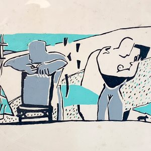 Cuadro Tinta "Personajes" Estilo Años 70 - Marco Incluido - imagen 3