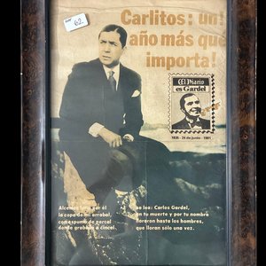 Cuadro de Carlos Gardel en Playa Malvín, Homenaje El Diario 1991 - imagen 2