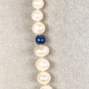 Collar de Perlas, Lapislázuli y Broche de Plata - 46 cm - imagen 3