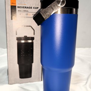 Vaso Térmico de Acero Inoxidable Azul 900ml con Tapa y Bombilla - imagen 2