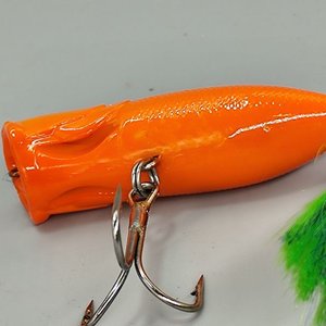 Señuelo de Pesca Popper Naranja con 2 Anzuelos Triples - imagen 6