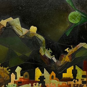 Obra "Nocturno" de Andrés Cortina: Técnica Mixta sobre Cartón (34 x 45 cm) - imagen 1