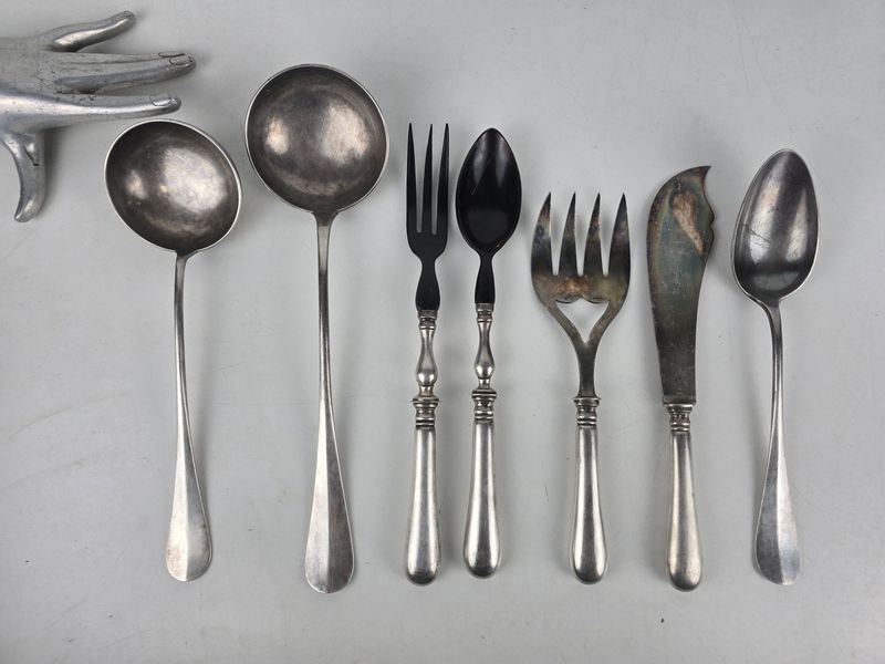 7 Cubiertos de Servicio Christofle de Plata