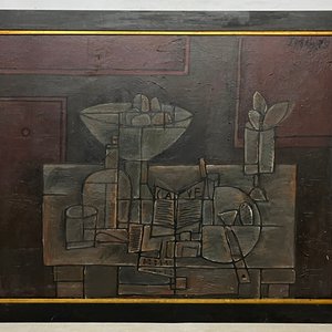 Óleo "Naturaleza Muerta Constructiva" de Juan Strom - 77 x 98 cm - imagen 2
