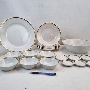 Juego de Vajilla Porcelana Olmos Blanca con Detalles Dorados - 19 Piezas - imagen 3