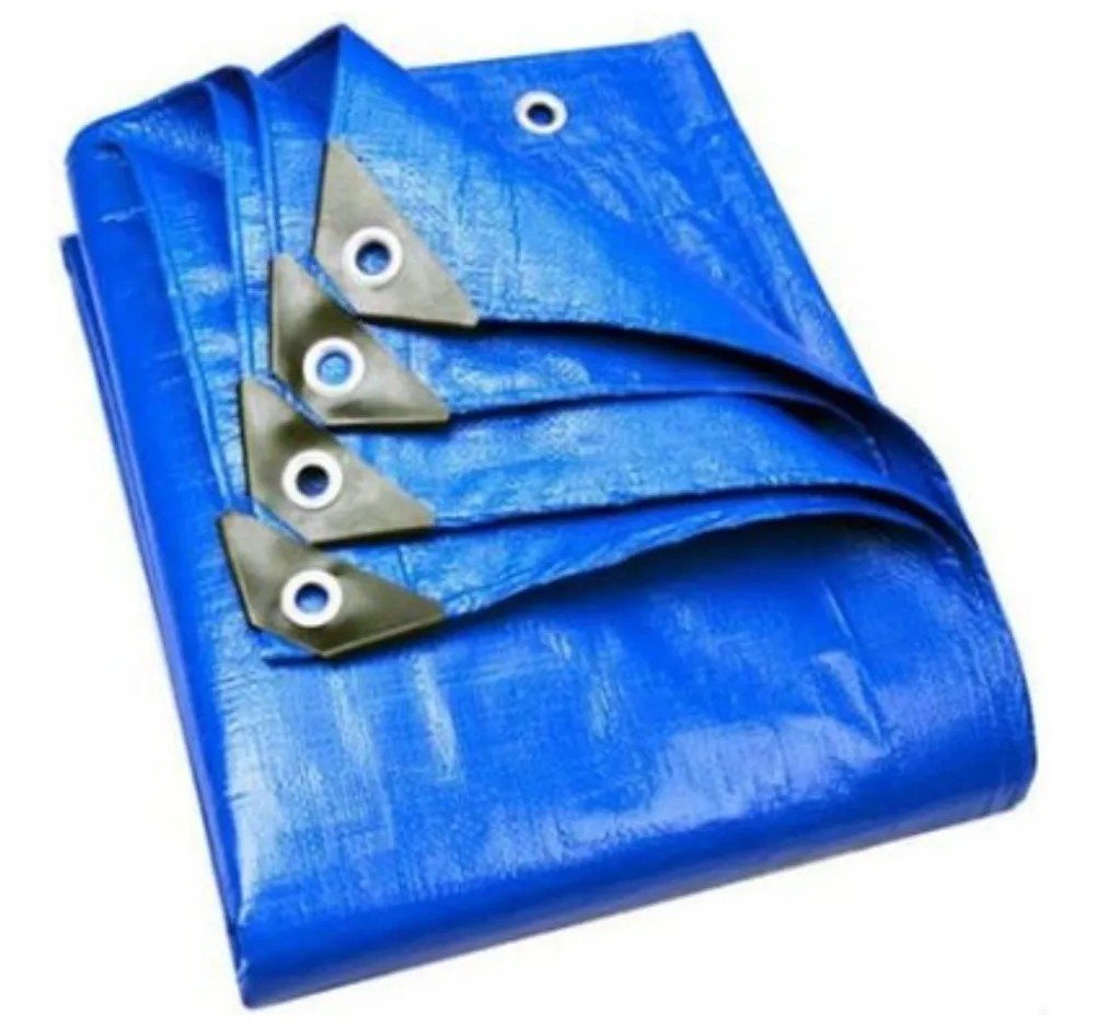 Manta impermeable azul con bolsillos para cuerdas - imagen 2