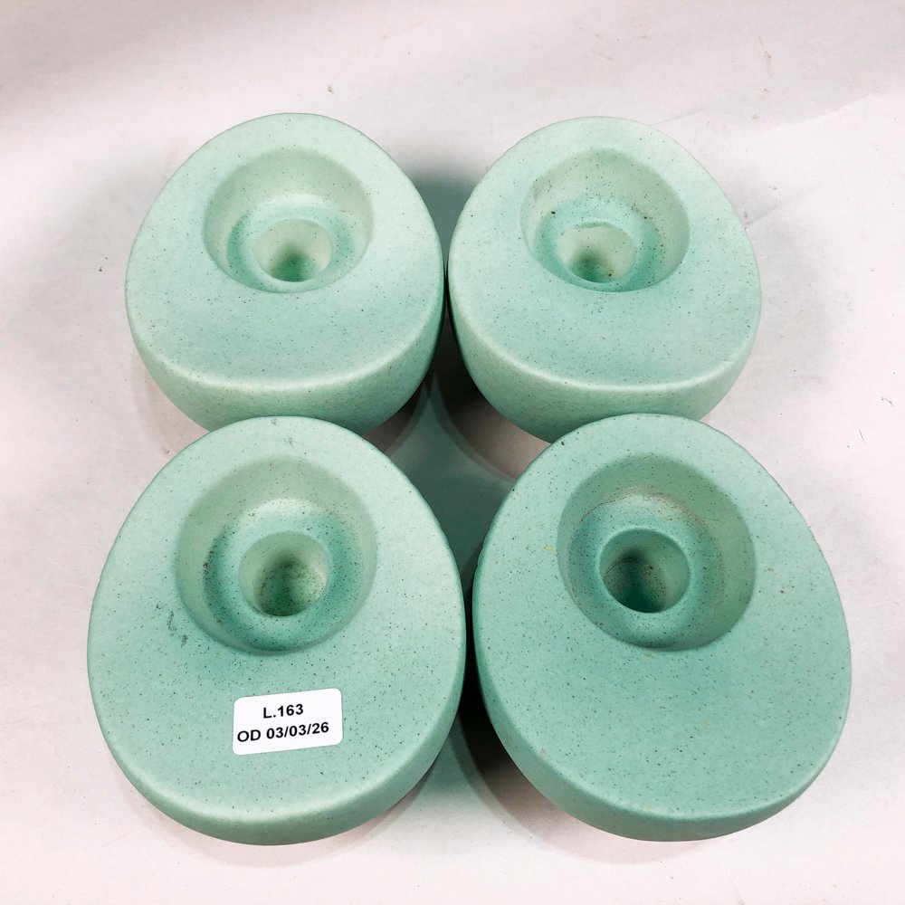 Cuatro candeleros en ceramica celeste de excelente calidad - imagen 2