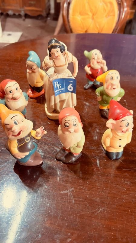 FIGURAS  VINTAGE EN YESO BLANCANIEVES Y LOS 7 ENANITOS - imagen 6