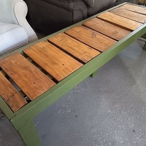 Banco Largo de Madera y Metal Verde 150x40x40 cm - imagen 5