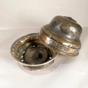 Antiguo "Chauffe-Plat" Calentador de Platos en Metal Plateado - imagen 3
