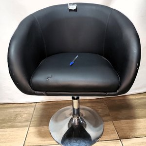 Butaca Giratoria Tapizada Eco Cuero Negra para Peluquería - imagen 4