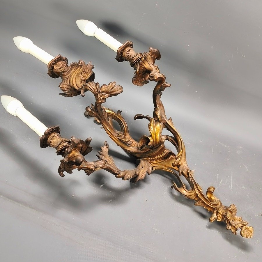 Lámparas de pared francesas ornamentales en bronce - imagen 5