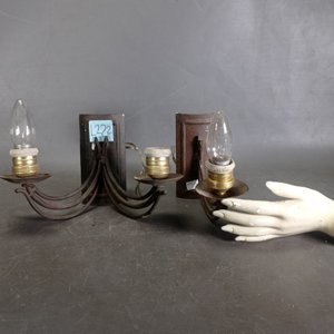 Apliques de Pared de Hierro con Portalamparas de Bronce (1 y 2 Luces) - imagen 3