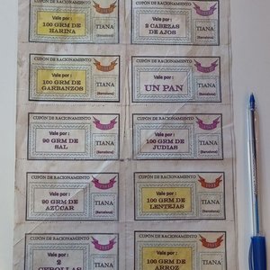 Pliego de 10 Cupones de Racionamiento Posguerra Española - División Azul - imagen 2