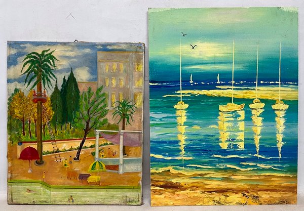 Lote siguiente: Dos pinturas sobre fibra de 56 x 42 cm