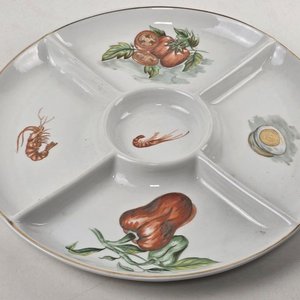 Fuente Rectangular para Horno, Salsera y Bandeja Circular Decorada con Vegetales y Mariscos - imagen 2