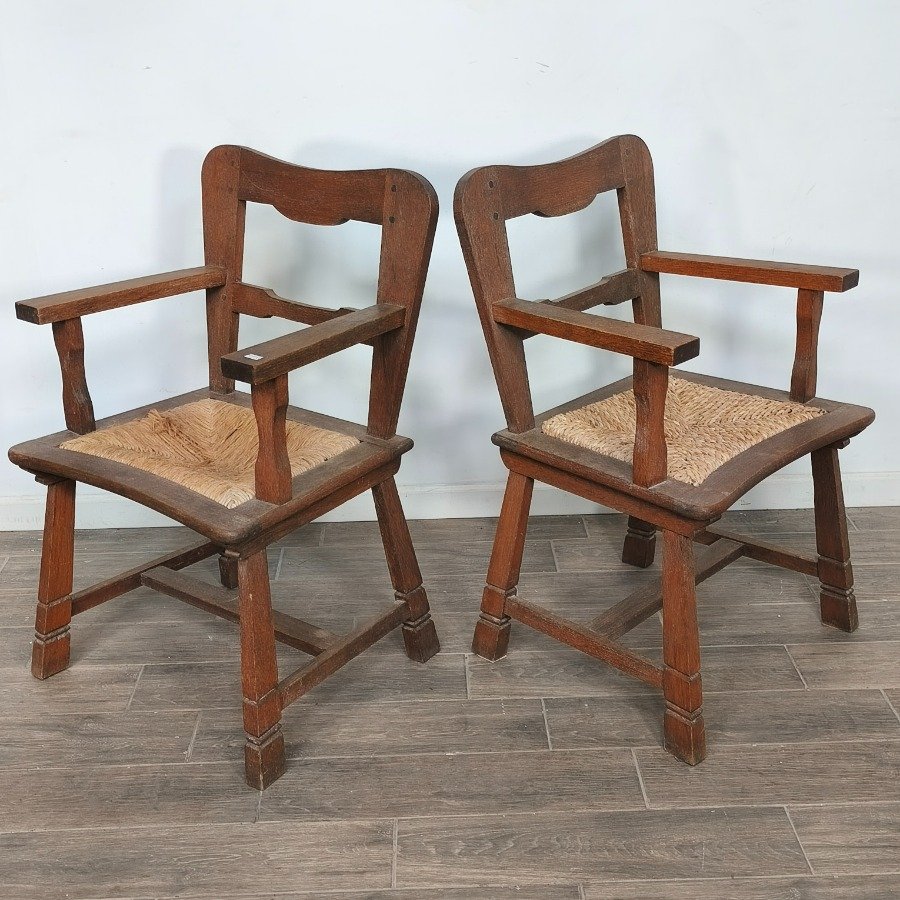 Pareja de sillas de roble con asiento de cardo - imagen 8