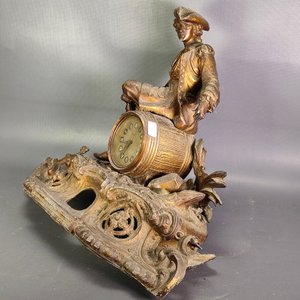 Reloj de Mesa Antiguo en Metal con Figura de Bronce "Luis XIV" - Para Restaurar - imagen 18